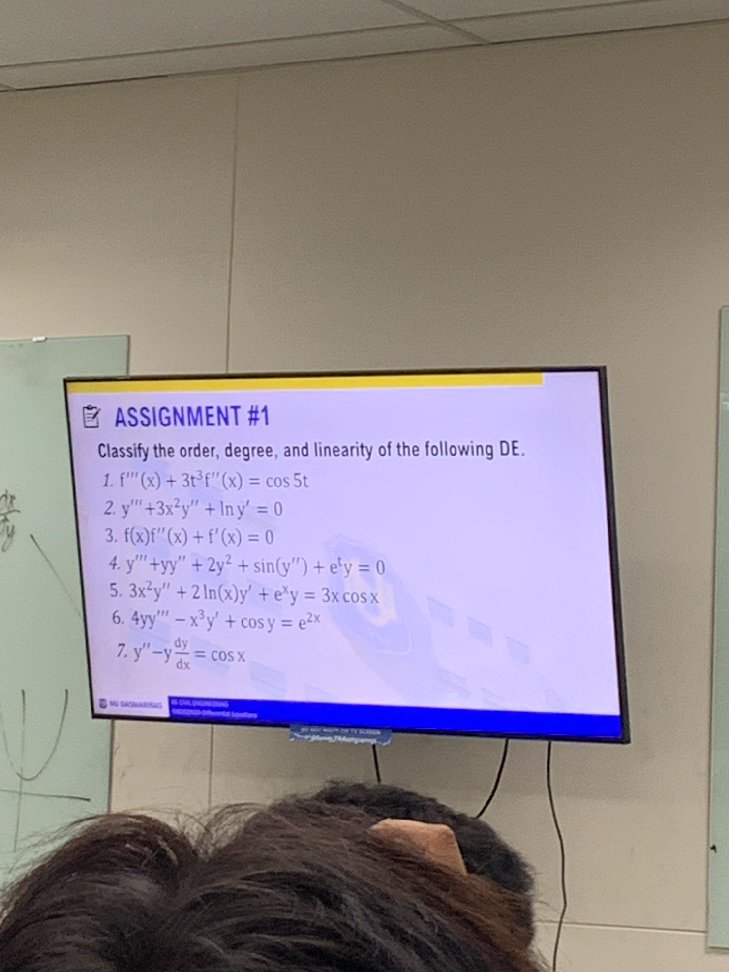 ASSIGNMENT # 1 Classify the order, degree, and