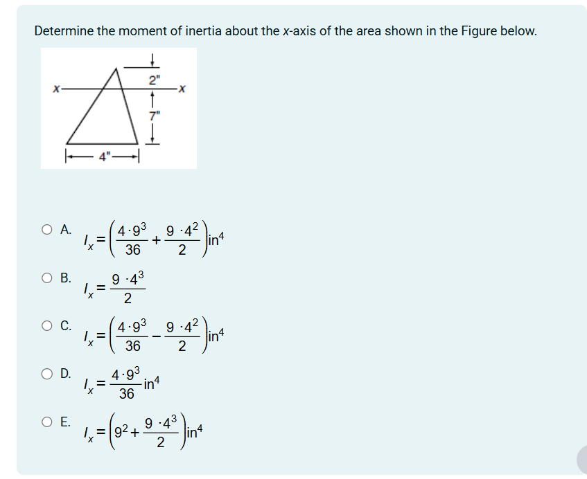 Determine the moment o f inertia about the x -