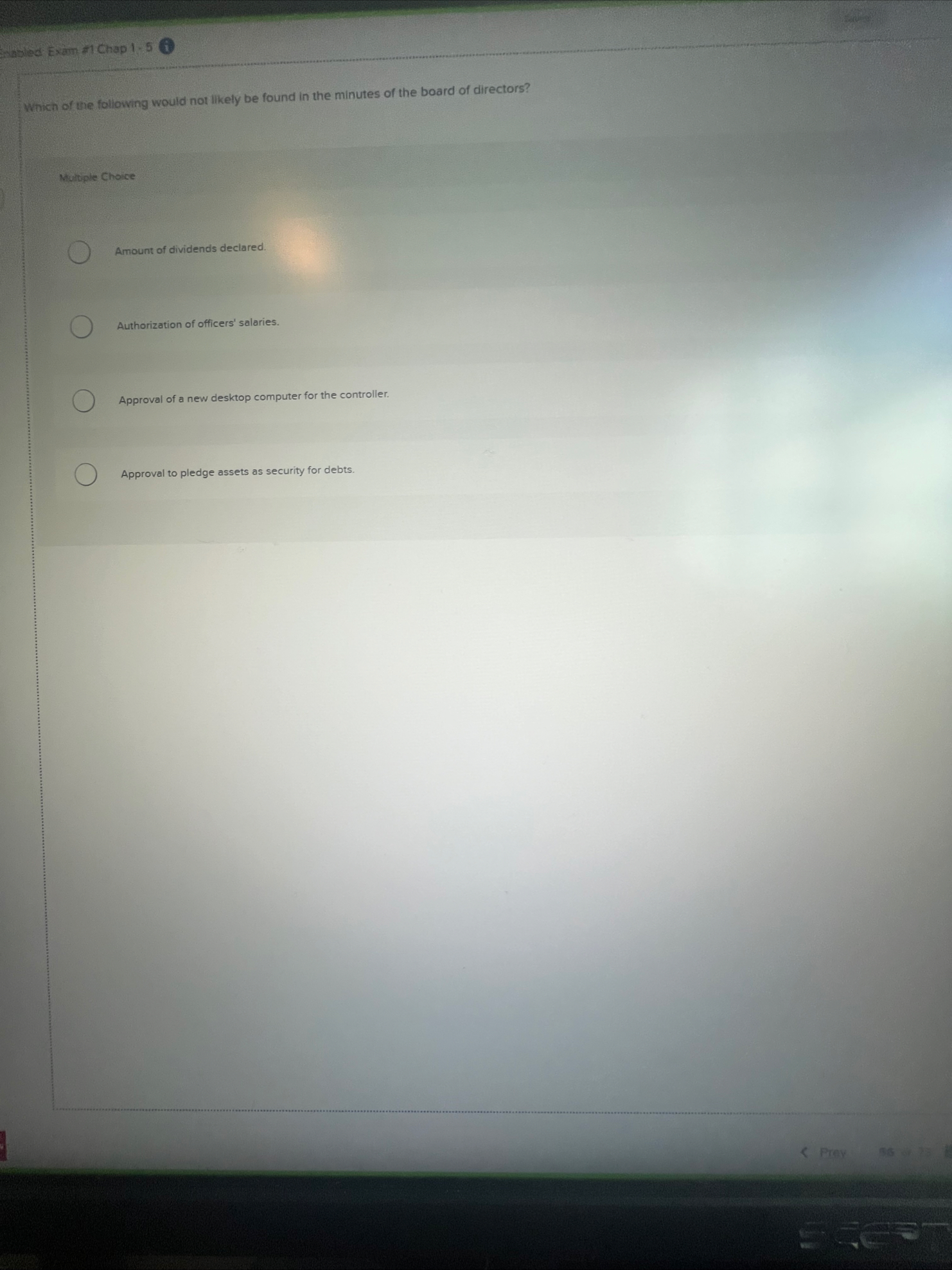 Smabled Exam # 1 Chap 1 . - 5 Which of the