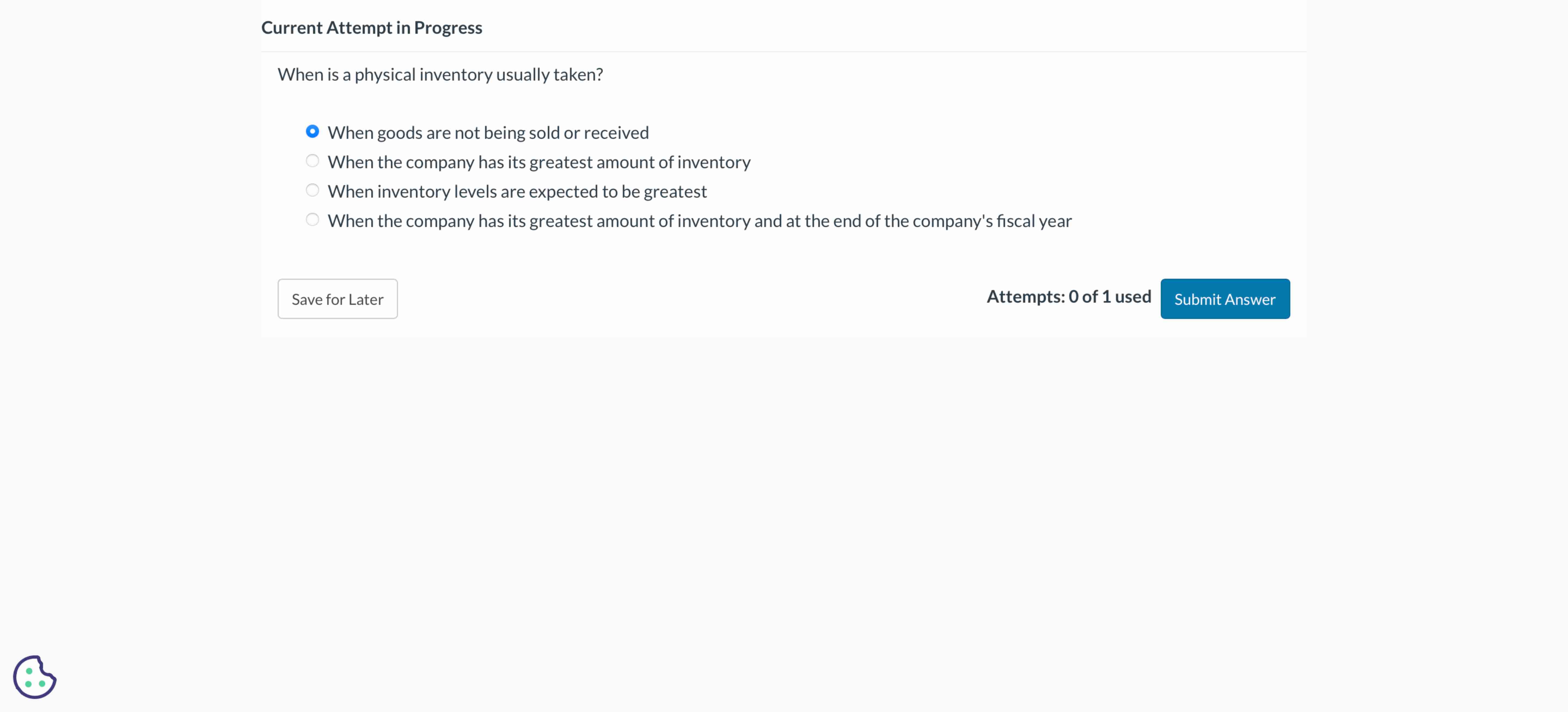 Current Attempt in Progress When is a physical