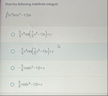 Find the following indefinite integral: 5 x 3 s i