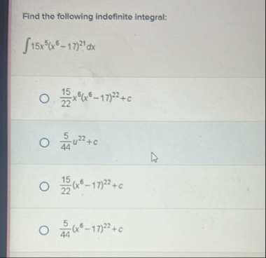 Find the following indefinite integral: 1 5 x 5 (