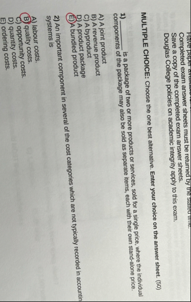 Have pape exam answer sheets must be returned by