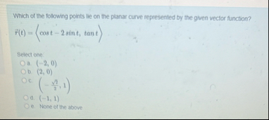 Which of the following points lie on the planar