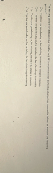 The testing period for determining whether a 5 3