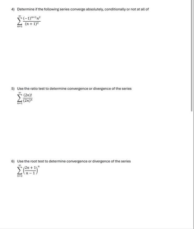 Determine if the following series converge