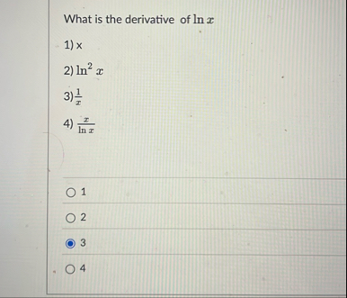 What is the derivative of l n x x l n 2 x 1 x x l