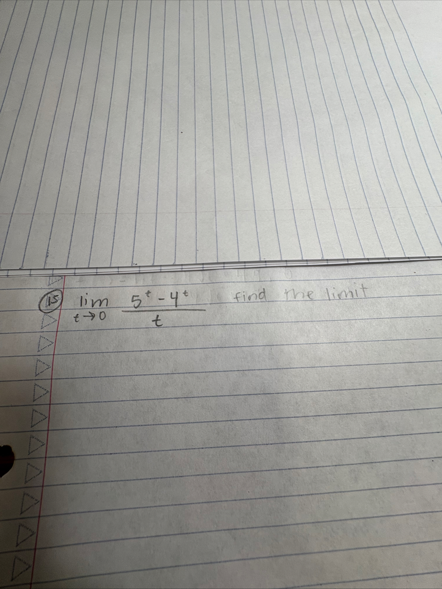 ( 1 5 ) lim t 0 5 t - 4 t t find the limit