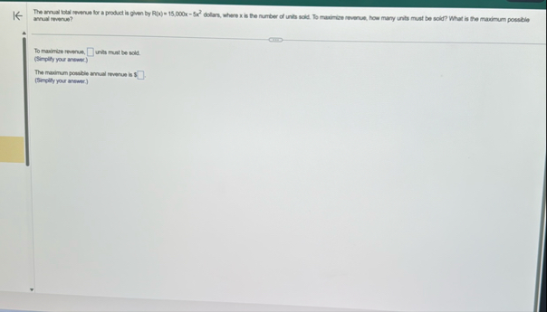 The arnual tobal mevenue for a product is given