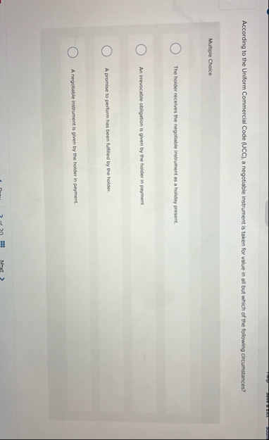 According to the Uniform Commercial Code ( UCC )