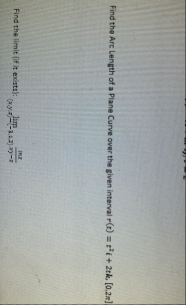 Find the Arc Length of a Plane Curve over the