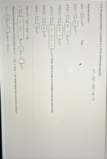 Find the general solution in powers of x of the