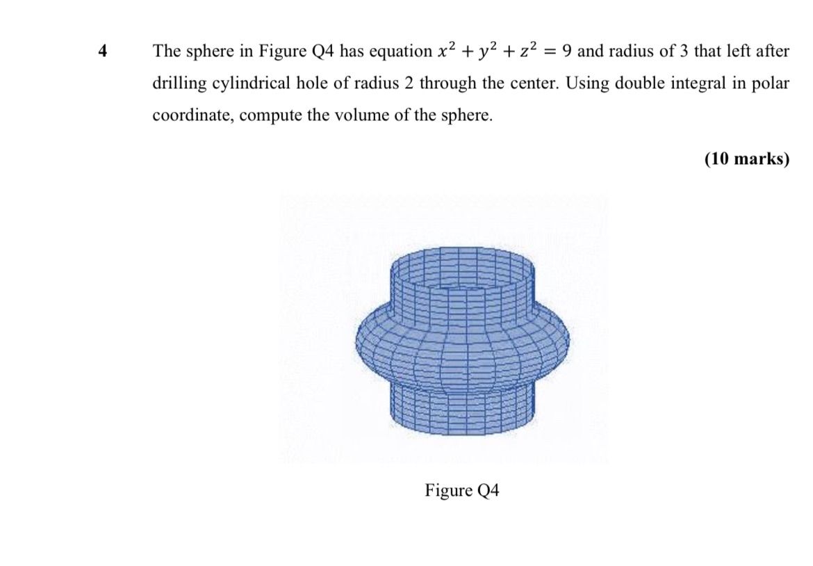 4 The sphere i n Figure Q 4 has equation x 2 + y