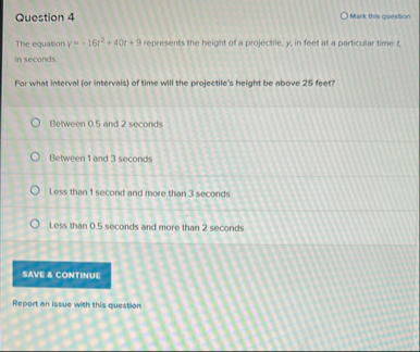 Question 4 O Mark this guestion The equation y =