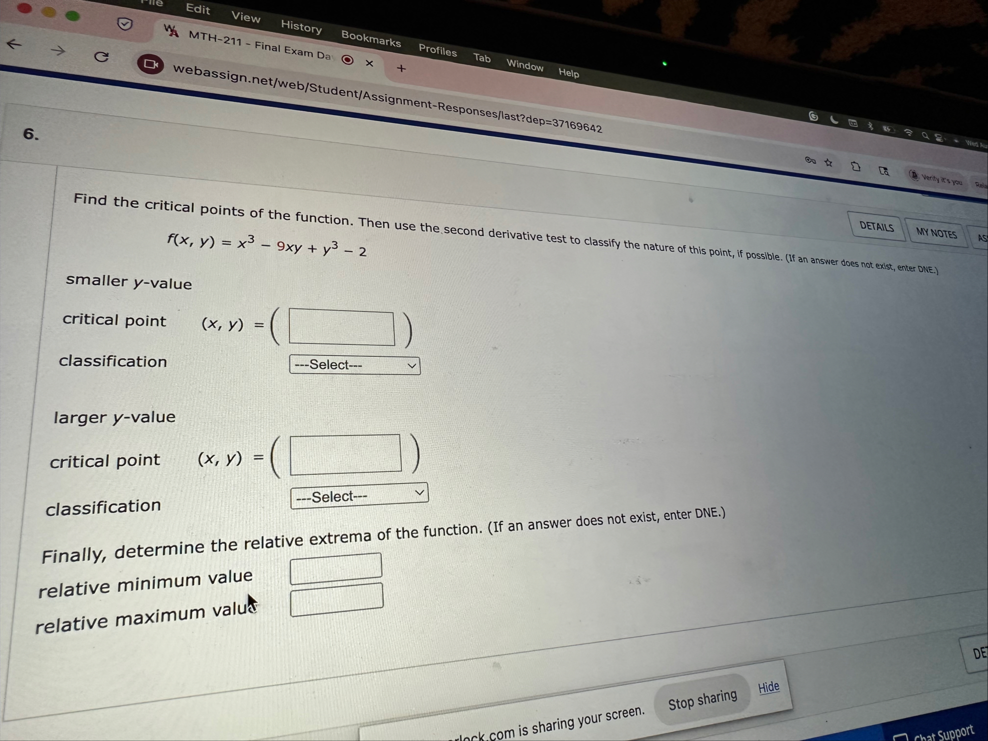 Find the critical points of the function. Then