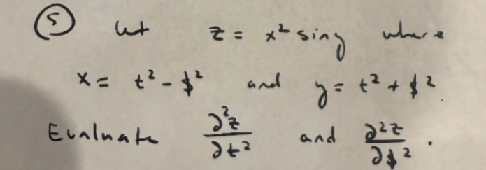 ( 5 ) Lut z = x 2 s i n y where x = t 2 - $ ? 2