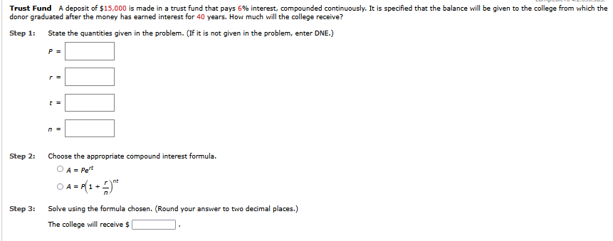 Trust Fund A deposit o f $ 1 5 , 0 0 0 i s made i