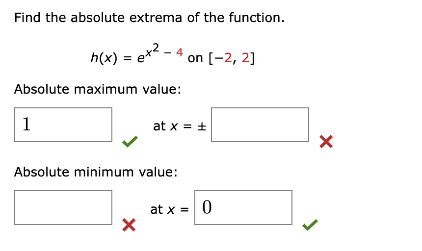Find the a b s o l u t e minimum and maximum o f