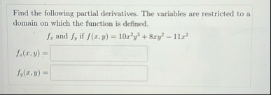 Find the following partial derivatives. The