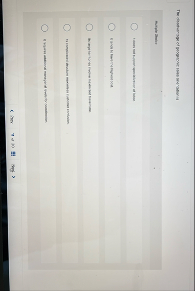 The disadvantage of geographic sales orientation