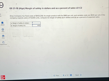 QS 2 1 - 1 8 ( Algo ) Margin of safety in dollars