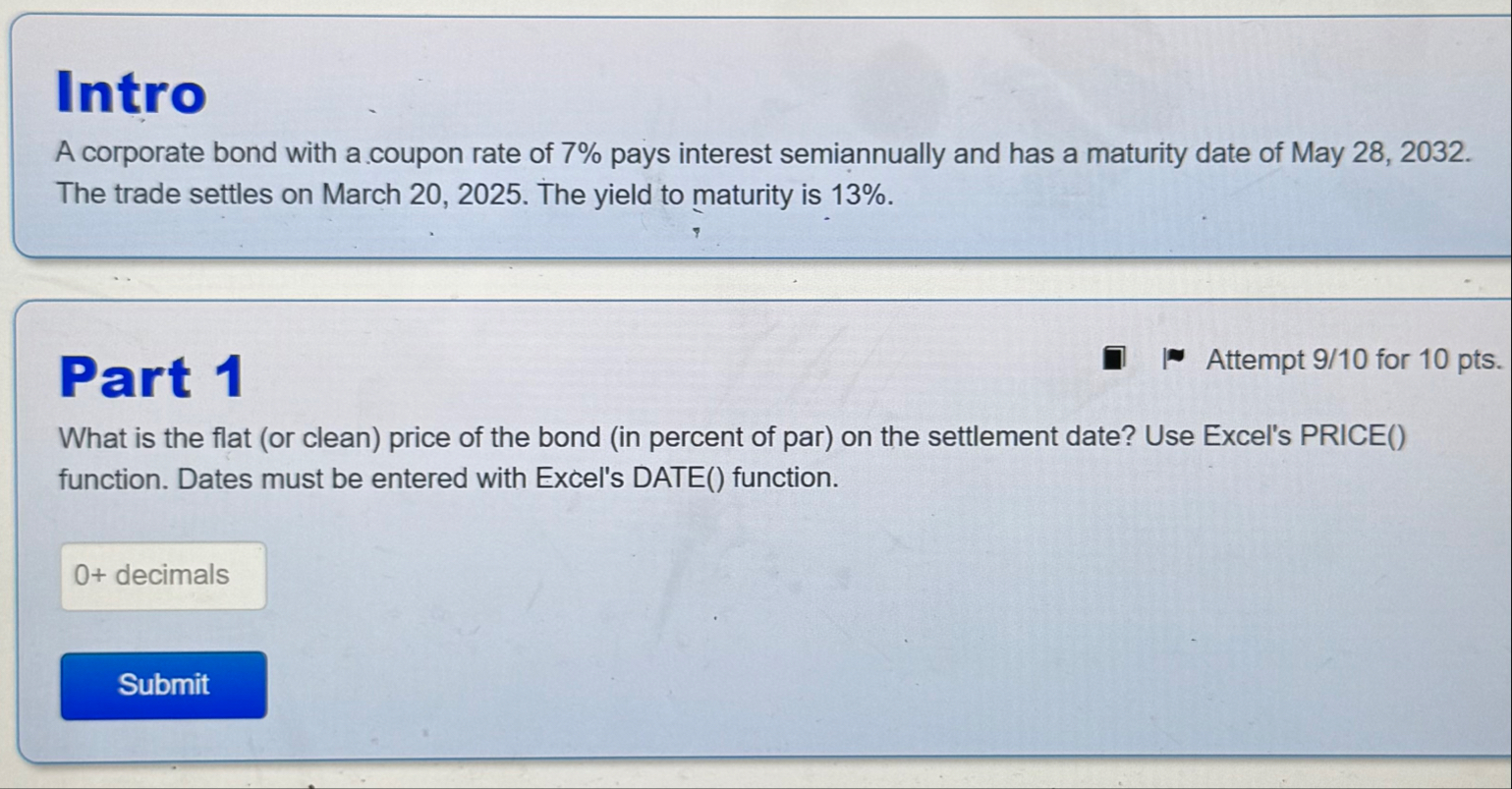 Intro A corporate bond with a coupon rate of 7 %