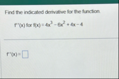 Find the indicated derivative for the function. f