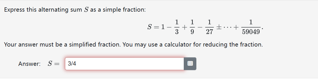 Express this alternating sum S a s a simple