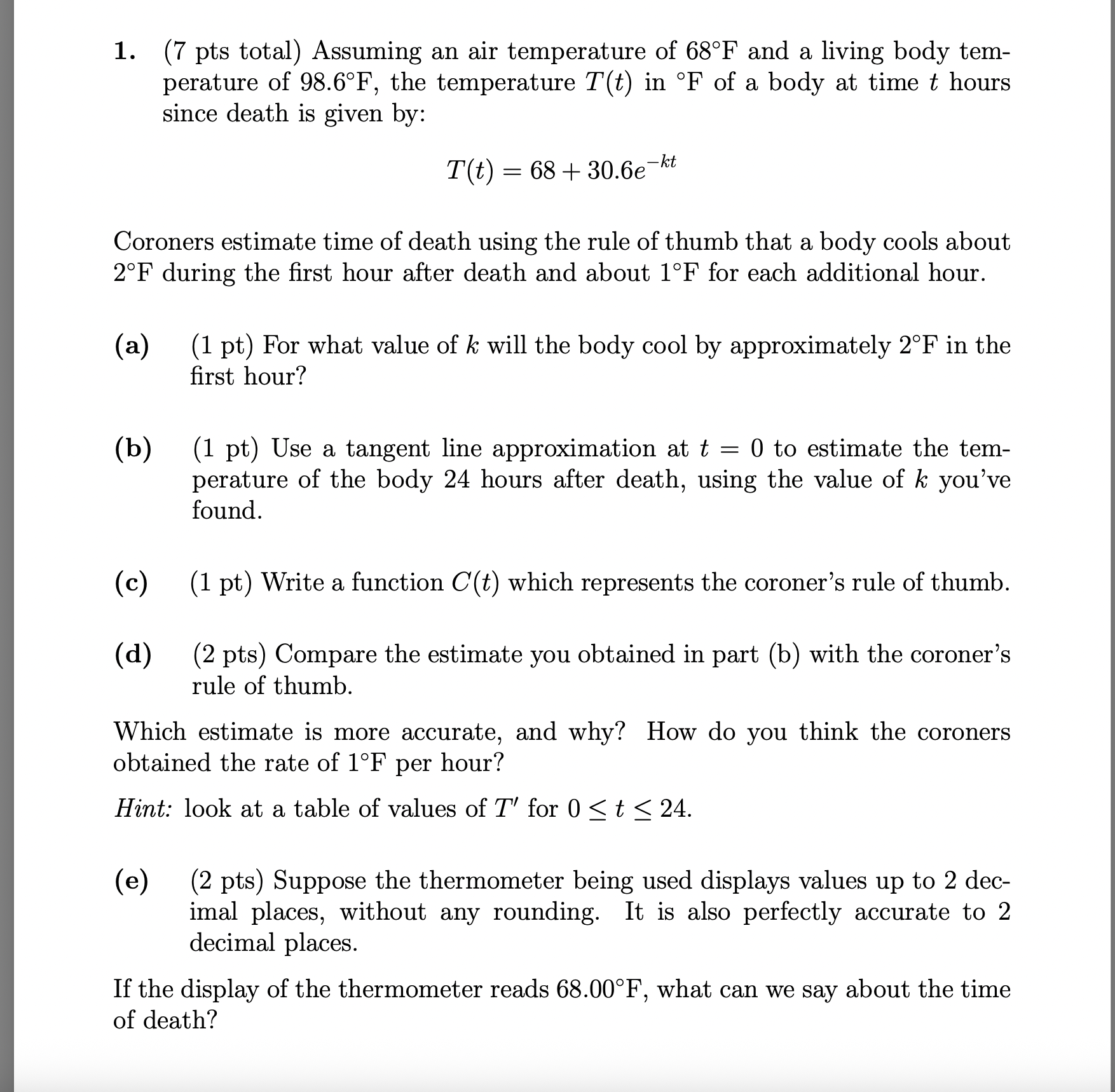 ( 7 p t s total ) Assuming a n air temperature o