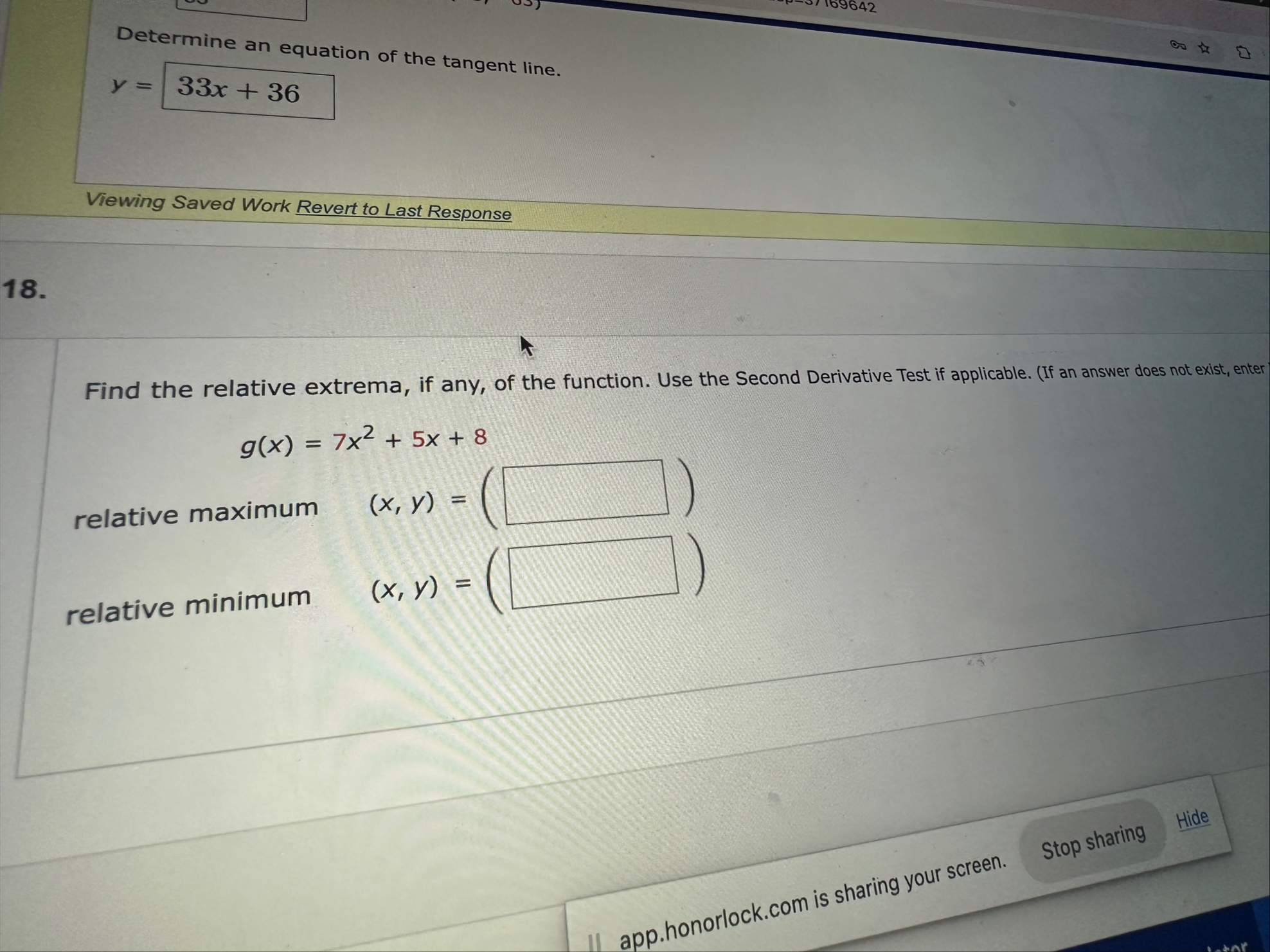 Determine an equation of the tangent line. y =