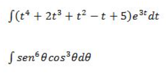 ( t 4 + 2 t 3 + t 2 - t + 5 ) e 3 t d t s e n 6 c