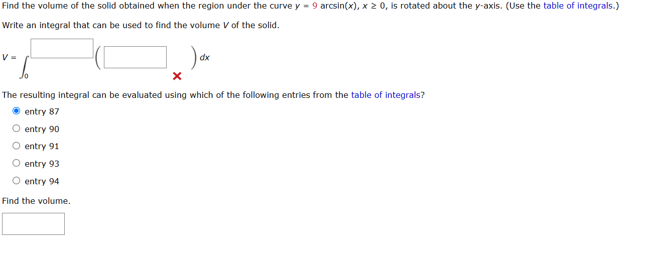 Find the volume of the solid obtained when the