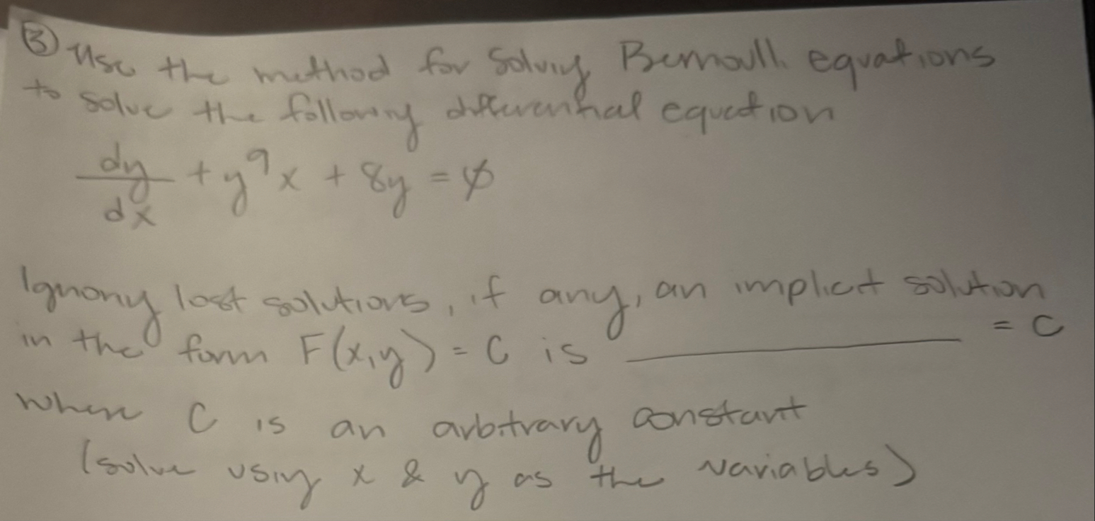 ( 3 ) Use the mithod for Solving Bemaull.