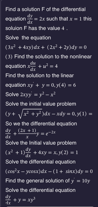 Find a solution F of the differential equation d