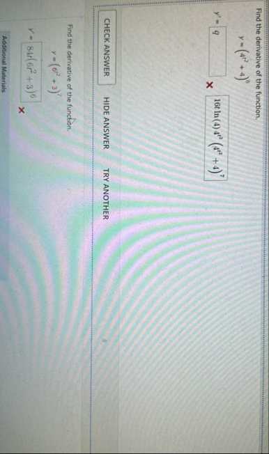 Find the derivative of the function. y = ( 4 t 2