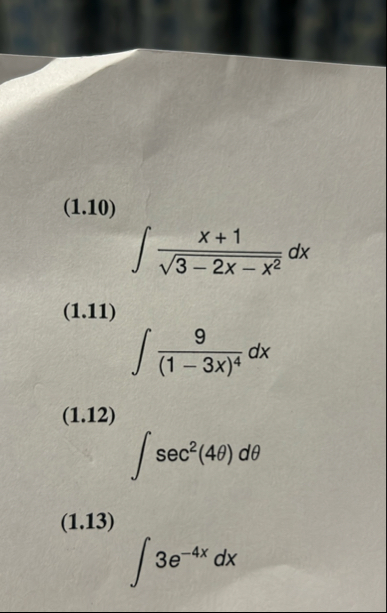 ( 1 . 1 0 ) x 1 3 - 2 x - x 2 2 d x ( 1 . 1 1 ) 9