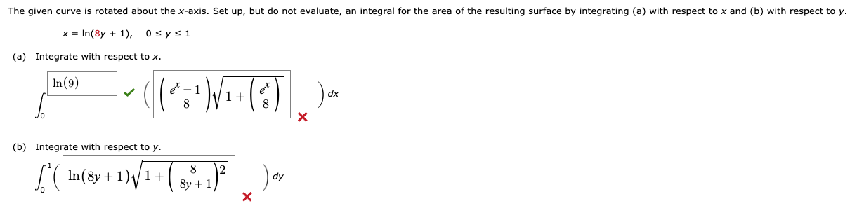 The given curve i s rotated about the x - axis.