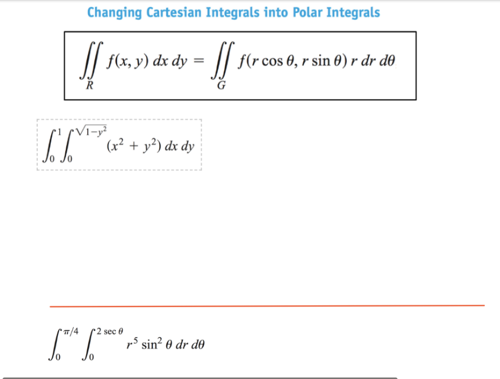 R f ( x , y ) d x d y = G f ( r c o s , r s i n )