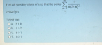 Find all possible values of s so that the series