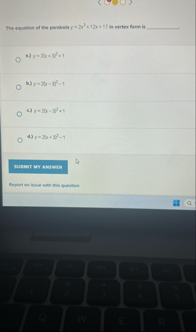 The equation of the parabola y = 2 x 2 1 2 x 1 7