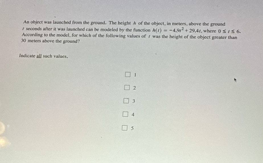A n object was launched from the ground. The