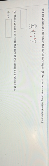 Find all values of x for which the series