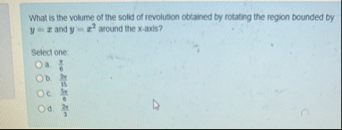 What is the volume of the solid of revolution