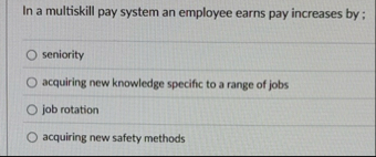 In a multiskill pay system an employee earns pay