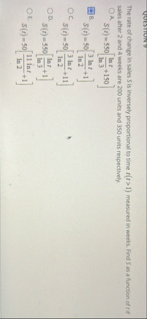 The rate of change in sales S is inversely