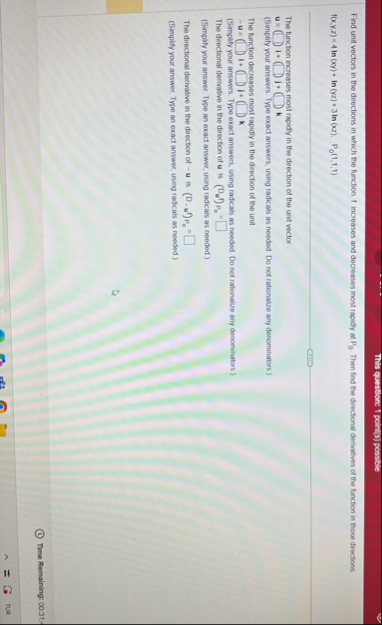 This questicont 1 points ) poss ble Find unit