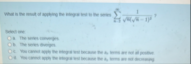 What is the result of applying the integral test