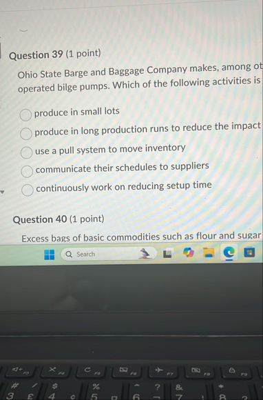 Question 3 9 ( 1 point ) Ohio State Barge and
