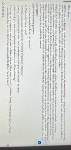 Ethics Case CT 2 . 9 At one time, Hoeing closed a