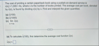The cost of printing a certain paperback book